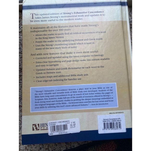 STRONG’s EXHAUSTIVE CONCORDANCE of the BIBLE 2012 Hardcover. Thick. GUC - Picture 5 of 5